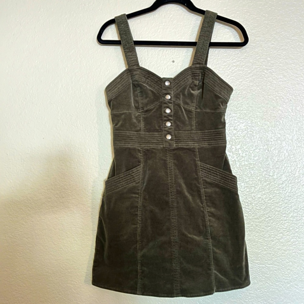 Express Olive Green Corduroy Button up Dress